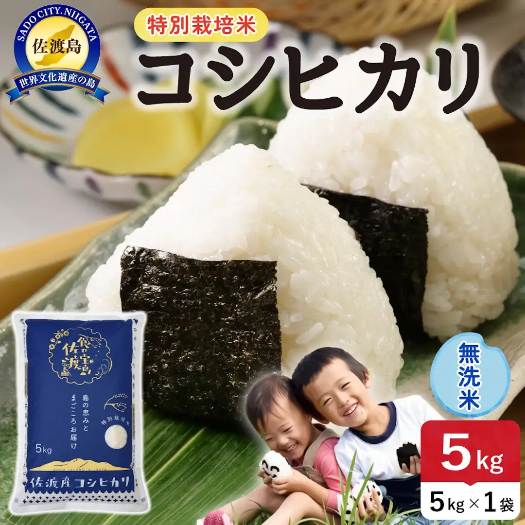 令和8年産 佐渡島産コシヒカリ 無洗米5kg 特別栽培米 195962-122302