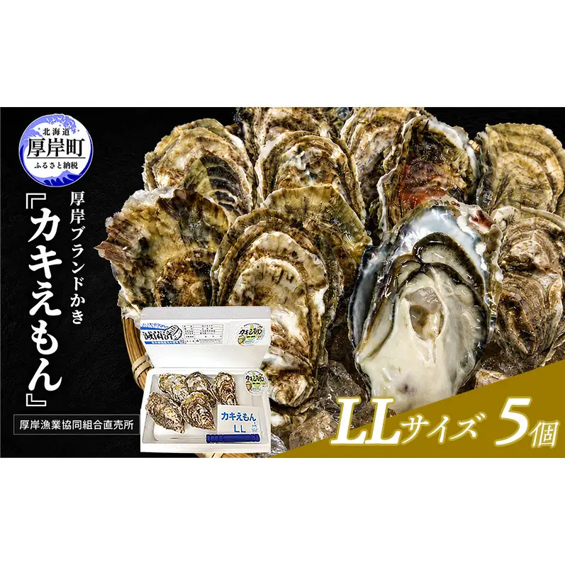 カキ 生食用 北海道 厚岸産 殻かき カキエモン LLサイズ 5個 牡蠣 魚