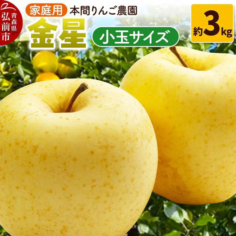 【26年12月発送】金星【家庭用】約3kg 小玉 先行受付 青森県 弘前市 果物 フルーツ 林檎 リンゴ くだもの 不揃い 規格外