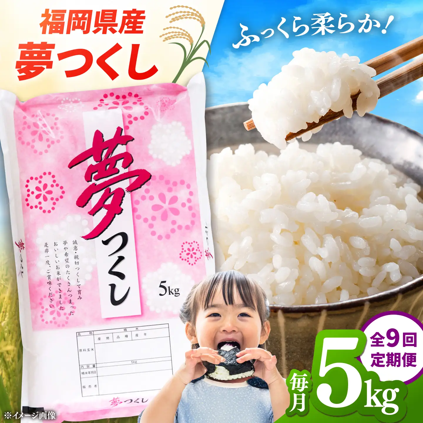 【全9回定期便】 【令和8年度産】福岡県産米 夢つくし5kg 精米 桂川町/有限会社ファインリョーコク[ADCE027]