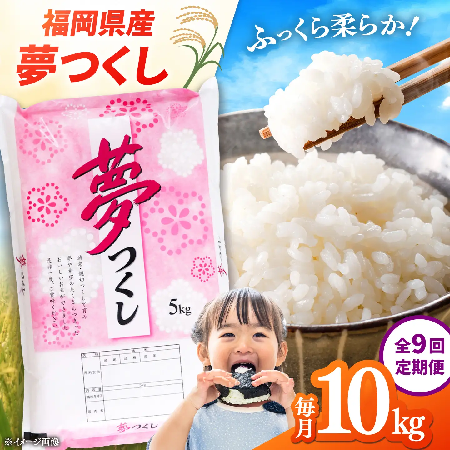 【全9回定期便】【令和8年度産】福岡県産米 夢つくし 10kg (5kg×2袋) 精米 桂川町/有限会社ファインリョーコク[ADCE028]