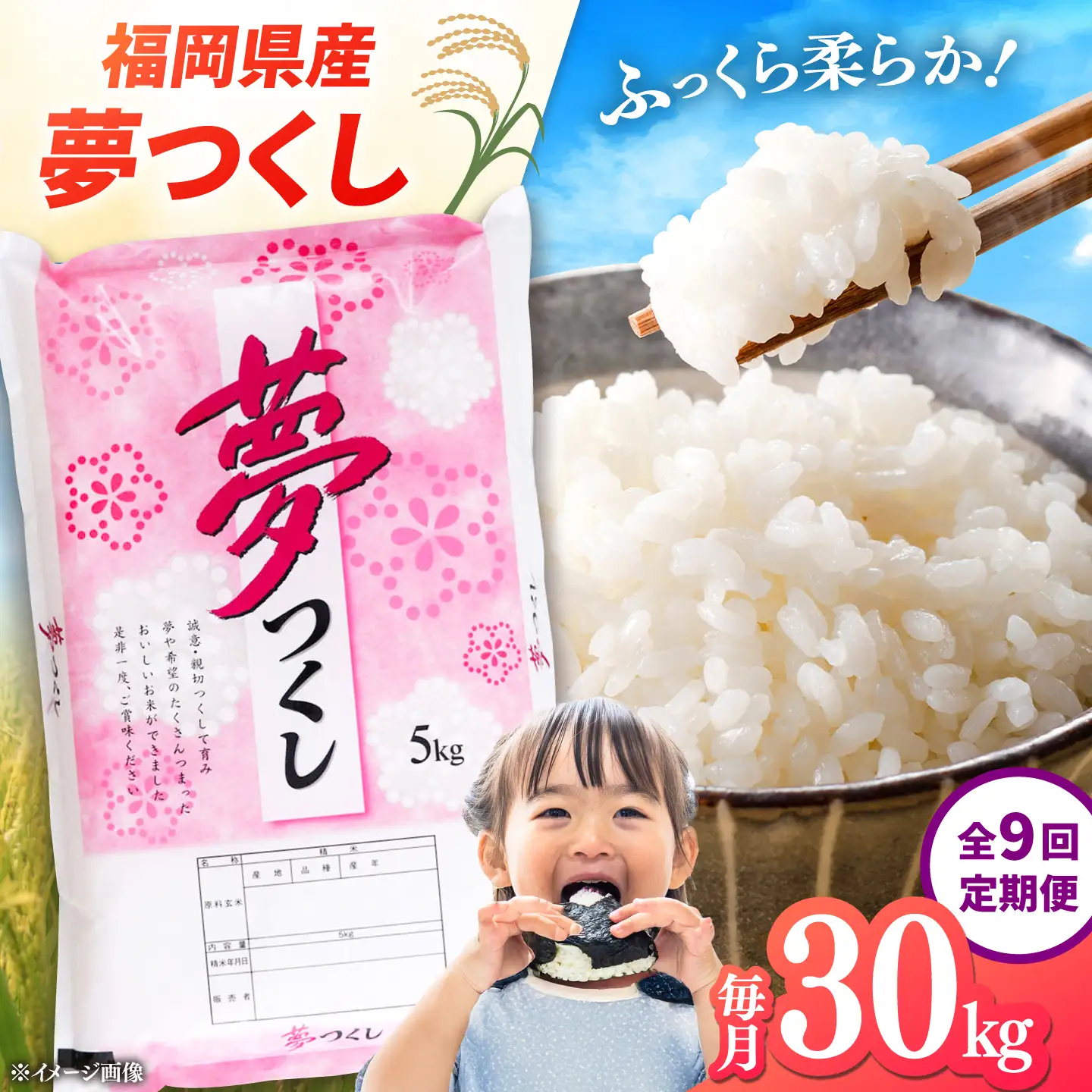 【全9回定期便】【令和8年度産】福岡県産米 夢つくし 30kg (5kg×6袋) 精米 桂川町/有限会社ファインリョーコク[ADCE031]