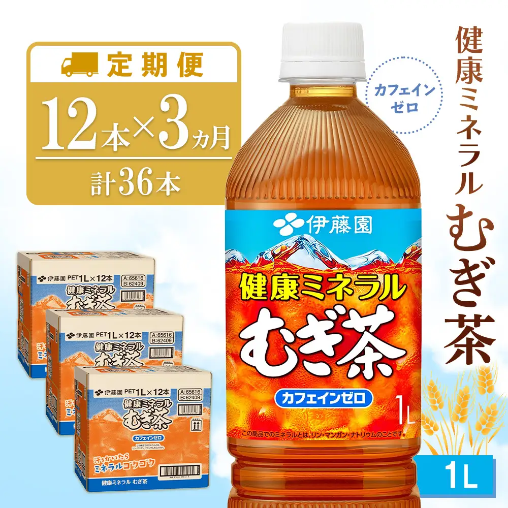 【3ヶ月定期便】健康ミネラル麦茶 1L(3ケース)計36本 K071507