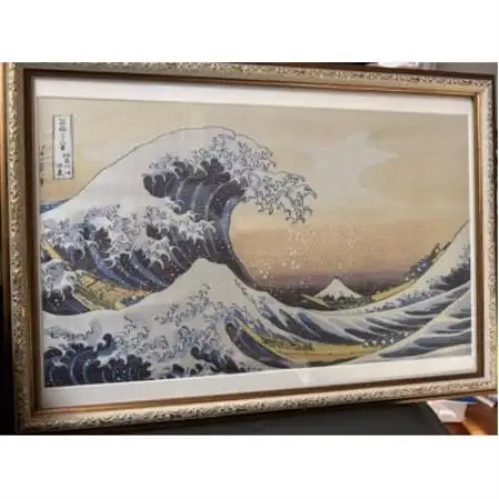 写真織絵画(神奈川沖浪裏) シルク100% 大切な人への贈り物にも【京都府与謝野町】【1776501】