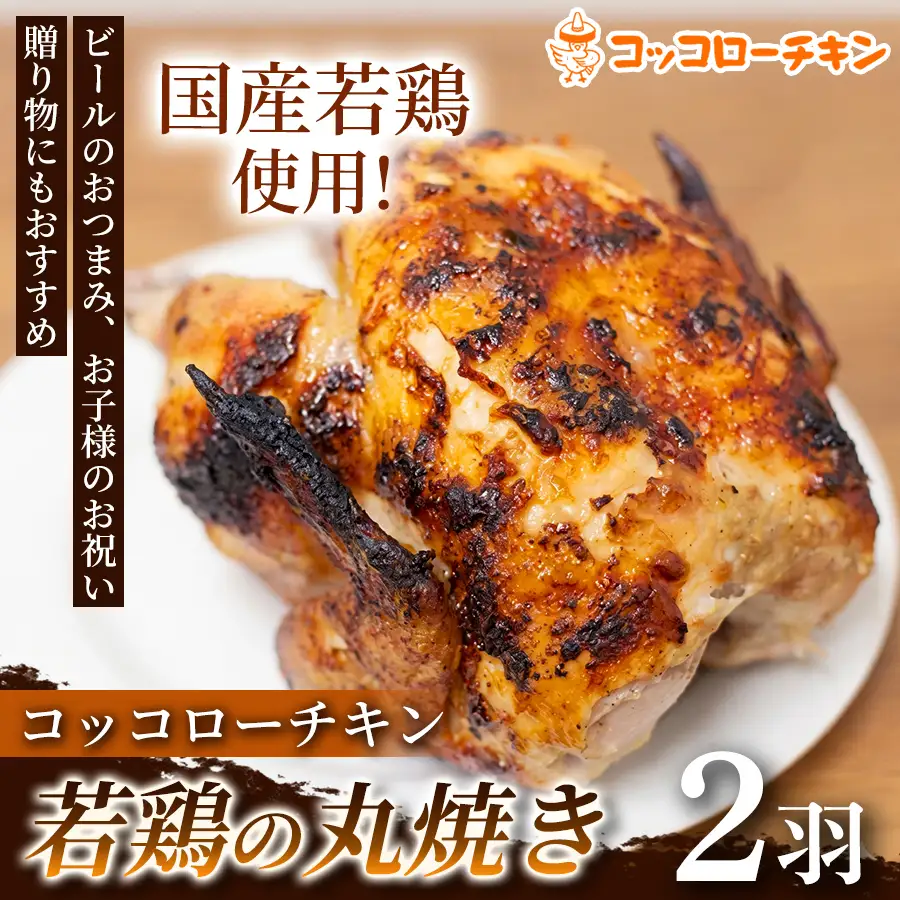 若鶏の丸焼きコッコローチキン　2羽【国内産】　国産 チキン 丸鶏 丸ごと 丸焼き ラテン風焼き グリル お祝い 熊本県 玉名市