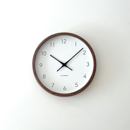 KATOMOKU muku clock 7 ウォールナット km-93WARC 木製 電波時計｜岐阜