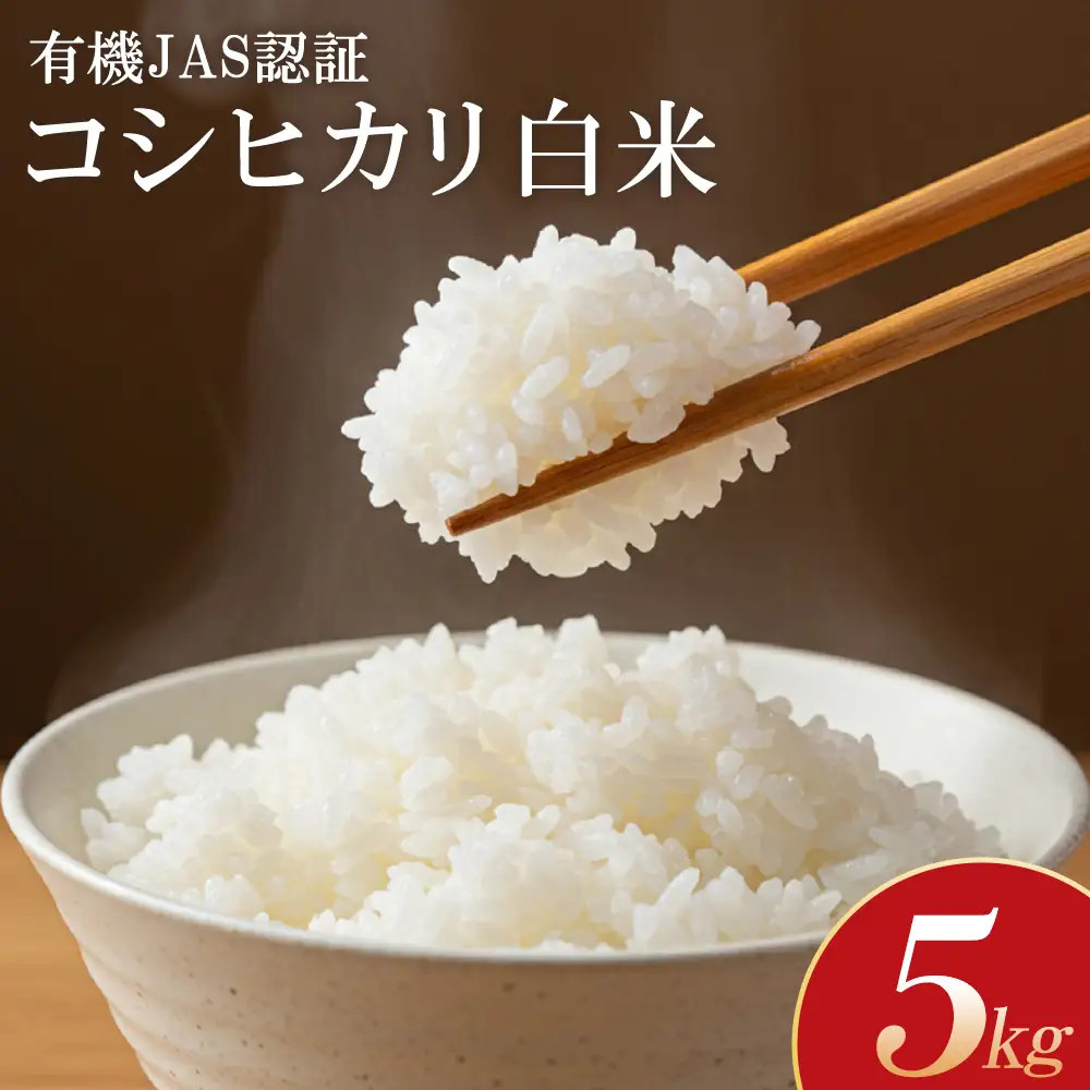 【令和8年産先行予約！】有機JAS認証のコシヒカリ　白米　5kg【07208-1010】