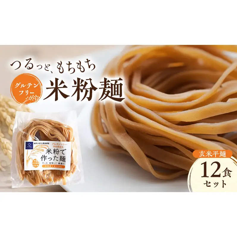 グルテンフリー 米粉麺 玄米平麺 12食セット 麺 めん 玄米麺 米粉 グルテンフリー麺 平麺 パスタ フィットチーネ 鍋料理 おでん 塩分0％ 千葉県 柏市
