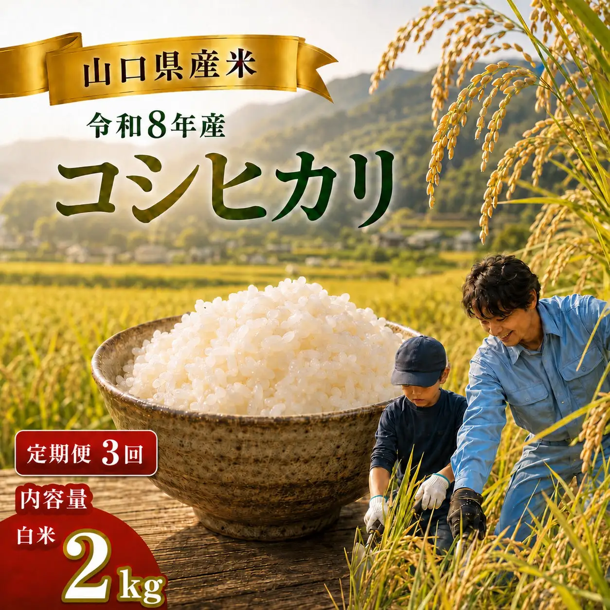 令和8年度産 山口県産 コシヒカリ 2㎏ 定期便 3回発送