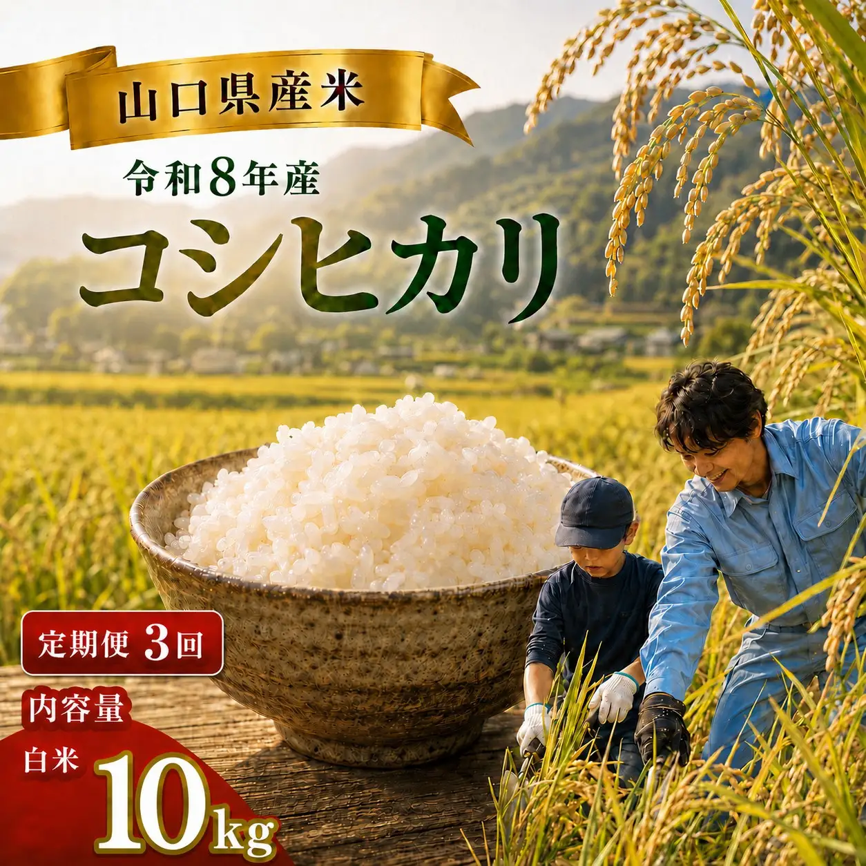 令和8年度産 山口県産 コシヒカリ 10㎏ 定期便 3回発送