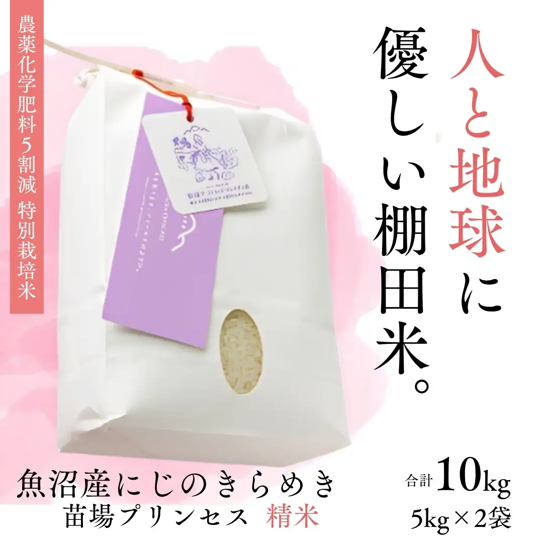 【令和8年産】【農薬化学肥料5割減】魚沼産にじのきらめき苗場プリンセス特別栽培米 精米10kg (5kg×2) | 津南町 にじのきらめき