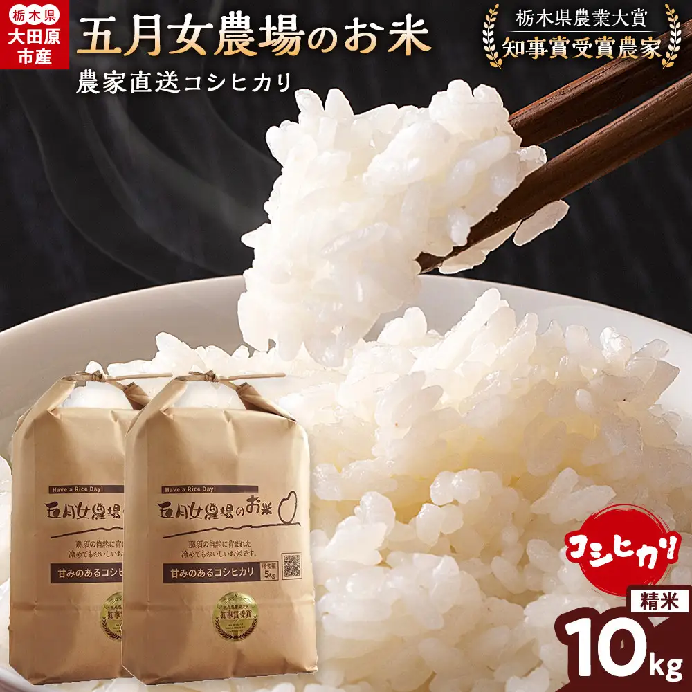 【スピード発送】令和8年産  新米  栃木県大田原産コシヒカリ 白米 10kg  栃木県農業大賞 知事賞 受賞農家 メディア出演多数 五月女農場 農家直送 産地直送 産直 栃木県 大田原市 こしひかり