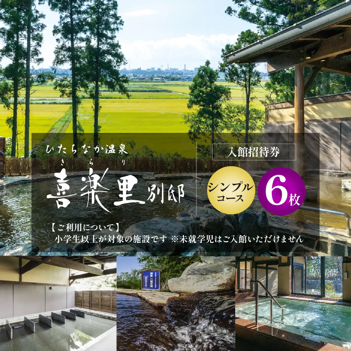 【入館招待券 シンプルコース】大人6名分（大人1名6回分） | ひたちなか温泉喜楽里別邸