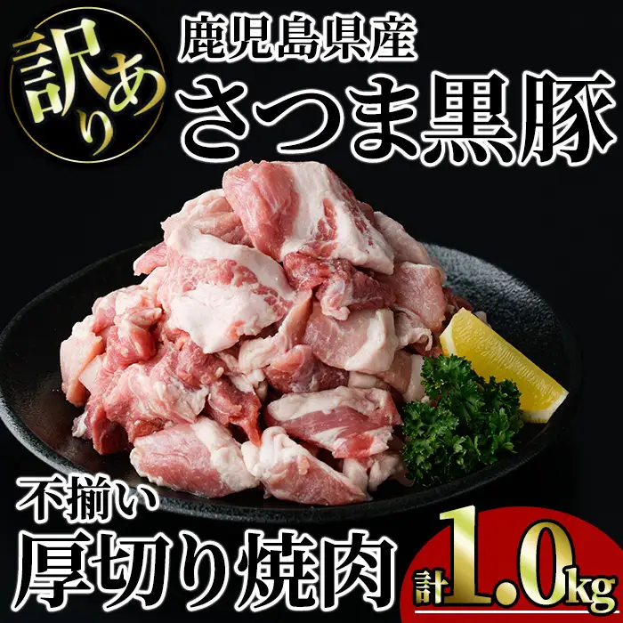 【訳あり】鹿児島県産 さつま 黒豚 不揃い 厚切り 焼肉 (計1.0kg・1.0kg×1P) 鹿児島県産 豚肉 黒豚 【KNOT】 A1166-v01