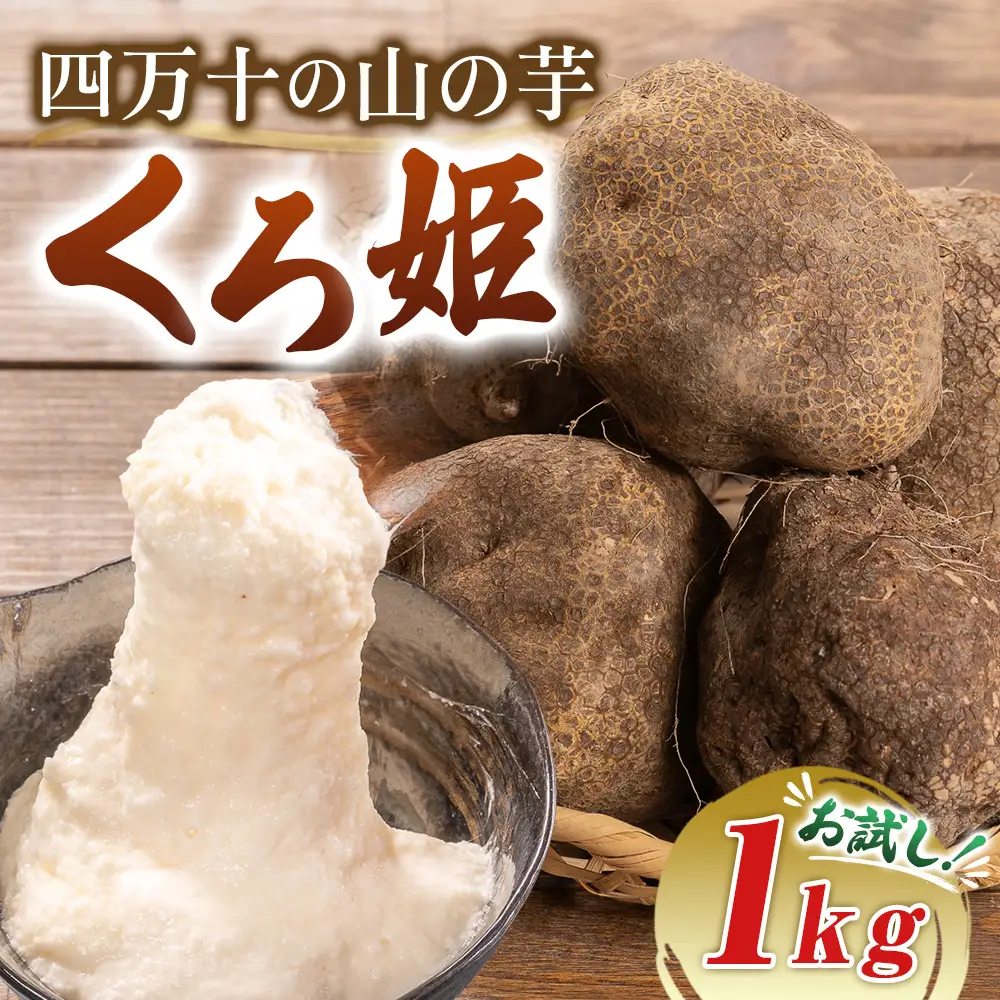 【予約受付】 すり下ろすとわかる粘りと白さ！四万十の山の芋・くろ姫　お試し1キロ／Org-07 山芋 とろろ 長いも 野菜