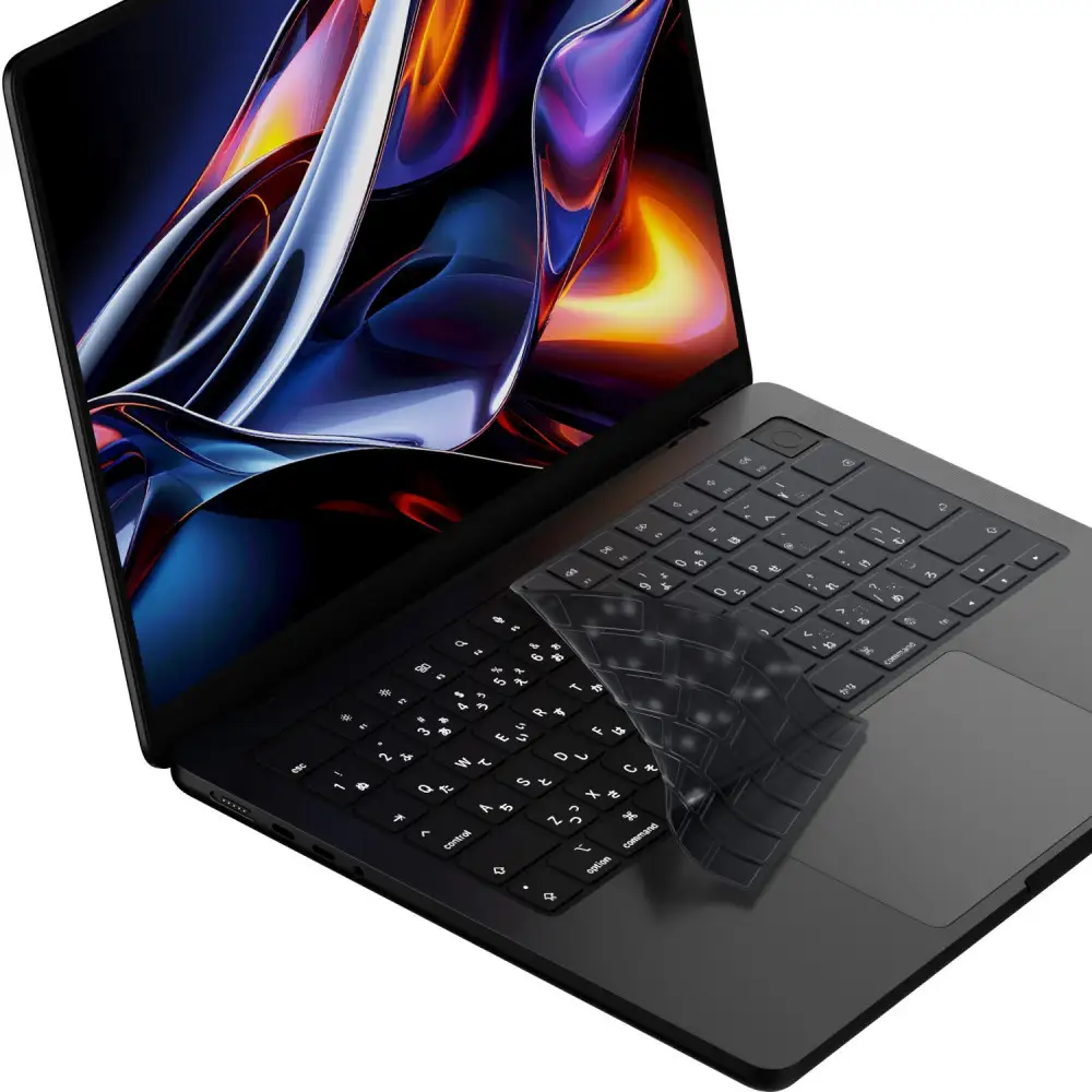 【堺市企画】Macbook 極薄キーボードカバー Air/Pro/Neo対応 日本語JIS配列 マットブラック