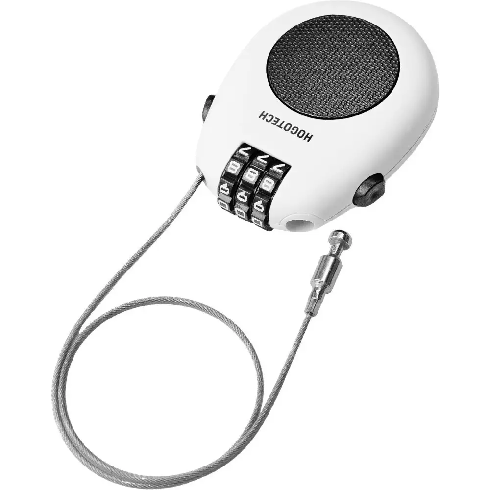 【堺市企画】ワイヤーロック 巻き取り式 ダイヤル3桁 ホワイト HOGOTECH