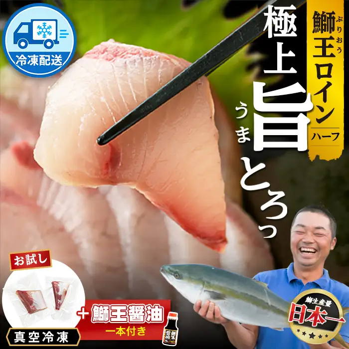 【冷凍】ぶりの王様「 鰤王 」お試しスキンレスロインハーフ 2P入り【鰤王しょう油付】 ぶり ブリ 鰤 ぶりしゃぶ たたき 産地直送 新鮮 旨味が抜群の 長島町 特産品【JFA】jfa-1679B