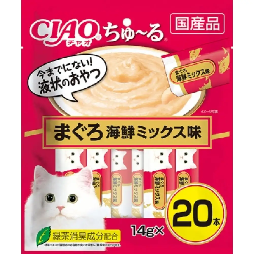 〈いなばペットフード〉CIAO ちゅーる　まぐろ海鮮ミックス　14g×20P　3袋