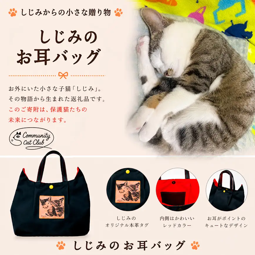 しじみからの小さな贈り物 －しじみのお耳バッグ－(猫耳バッグ1個)
