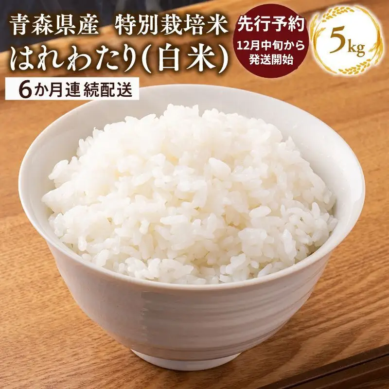 米 ≪令和8年産 先行予約≫【6カ月定期便】特別栽培米 はれわたり白米5kg×6回【hi-0061-009-6】