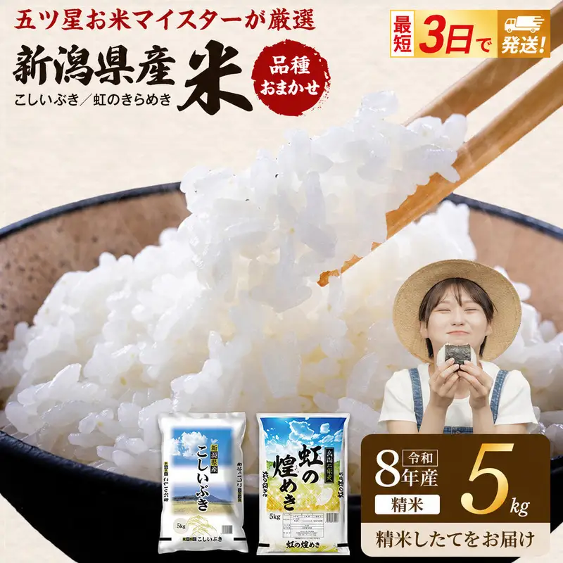 R8年産 新潟県産 品種おまかせ  5kg 新潟県 新潟市産 令和8年産 お米 精米 米 ご飯 送料無料