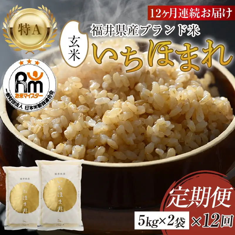 【令和8年産】定期便12回 いちほまれ 玄米 10kg×12回（計120kg）《新鮮な高品質米をお届け！》／ 福井県産 ブランド米 ご飯 [aw064-o004]