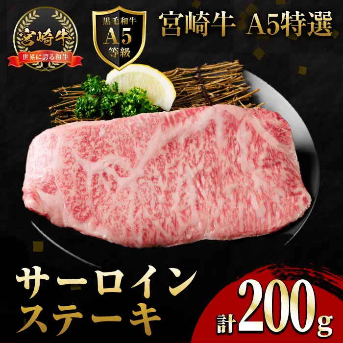 新鮮チルド便 宮崎牛 A5 特選 サーロイン ステーキ(200g) 和牛 BBQ アウトドア キャンプ 小分け パック 冷蔵 真空パック ブランド牛 ランク パーティー ご褒美 おかず【OT-04】【KNOT合同会社】
