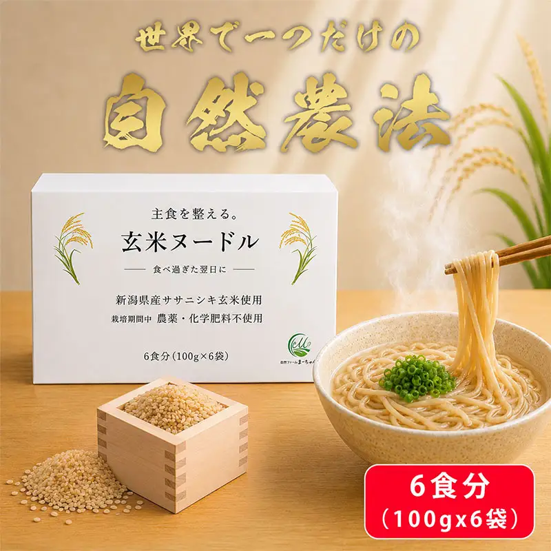 玄米麺 [自然農法 ササニシキ] 100gx6食分 計600g 玄米ヌードル