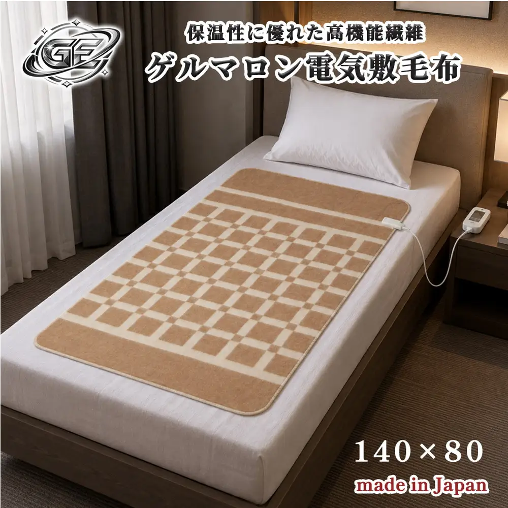 【140×80cm】保温性に優れたゲルマニウム電気毛布 ベージュ SB-KG101