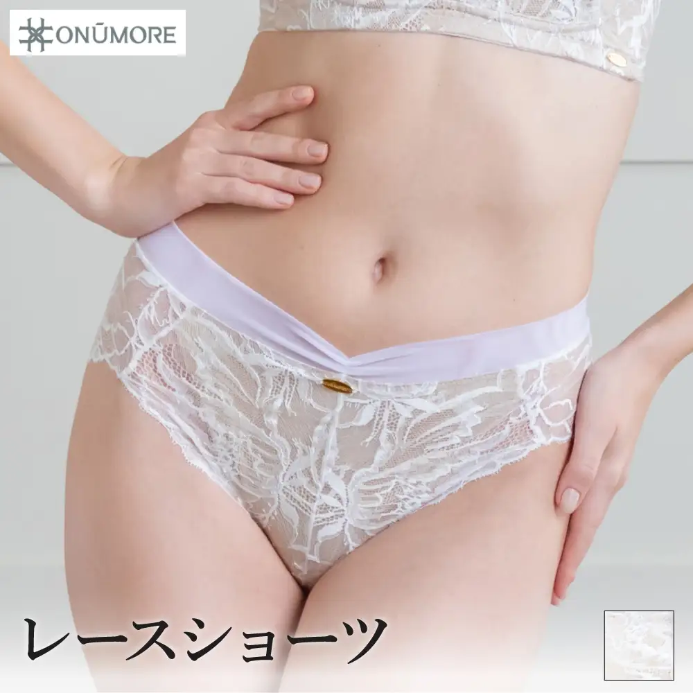 オンユーモア レースショーツ 1枚 Lサイズ・ピュアホワイト / ショーツ レディース パンツ 下着 総レースショーツ レース リバーレース 株式会社ウインビー
