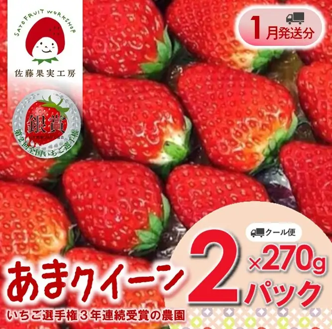 《2027年産先行予約》「西脇市産 佐藤果実工房 あまクイーン」（約270g×２パック 約540g）令和９年１月中旬配送分