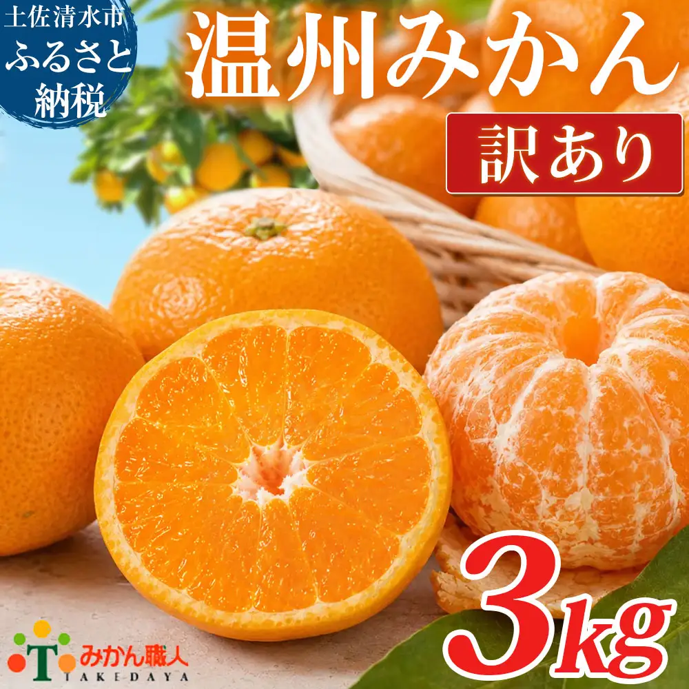 温州みかん 訳あり 3kg 傷み保証 300g 柑橘【R01787】 | 高知県土佐