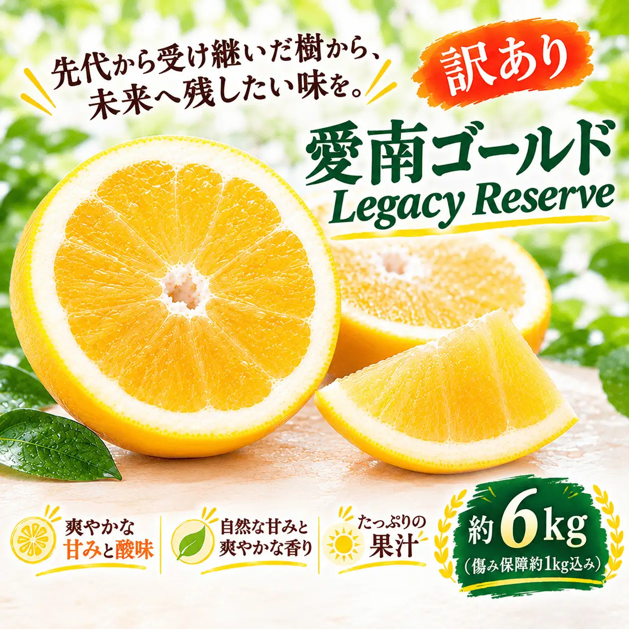 【先行予約】 訳あり 愛南ゴールド 約5kg＋傷み保障約1kg 合計約6kg 河内晩柑 柑橘 フルーツ 果物 みかん 家庭用 傷 不揃い 農園直送 愛媛県 愛南町 エニシトラス 発送期間：2027年4月上旬～5月下旬（なくなり次第終了）