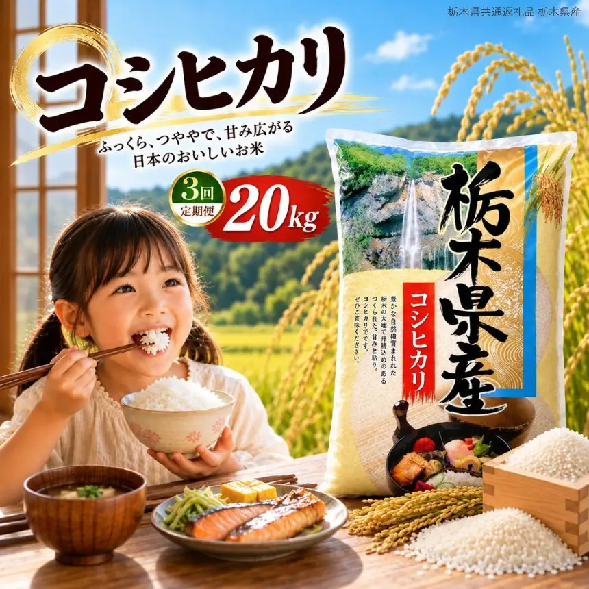 【定期3回】令和8年度産 栃木県産 こしひかり 5kg × 4袋 （合計20kg） | 【栃木県共通返礼品】送料無料 那珂川町 栃木県
