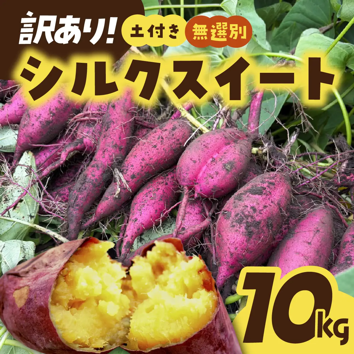 【訳あり】土付きさつまいも シルクスイート (無選別) 10kg | 新物 シルクスイート しるくすいーと