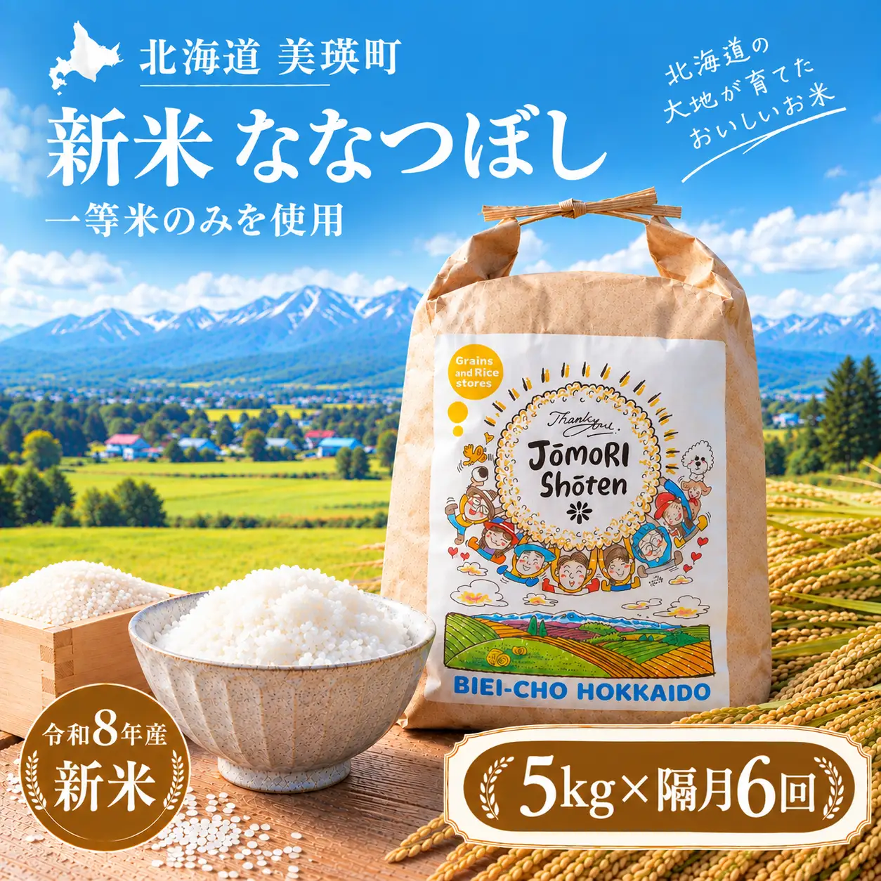 【隔月6回定期便】白米 5kg ななつぼし 一等米 精米 ブランド米 定期便 【令和8年産】 城守商店
