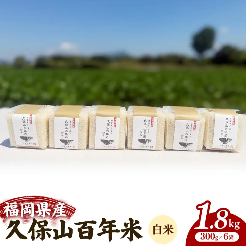 令和8年産【先行予約】久保山百年米 特別栽培米 真空パック 白米 1.8kg（300g×6袋）【精米 お米 米 ご飯 ごはん ブランド 元気つくし 夢つくし 小分け 福岡県 筑前町 BT048】