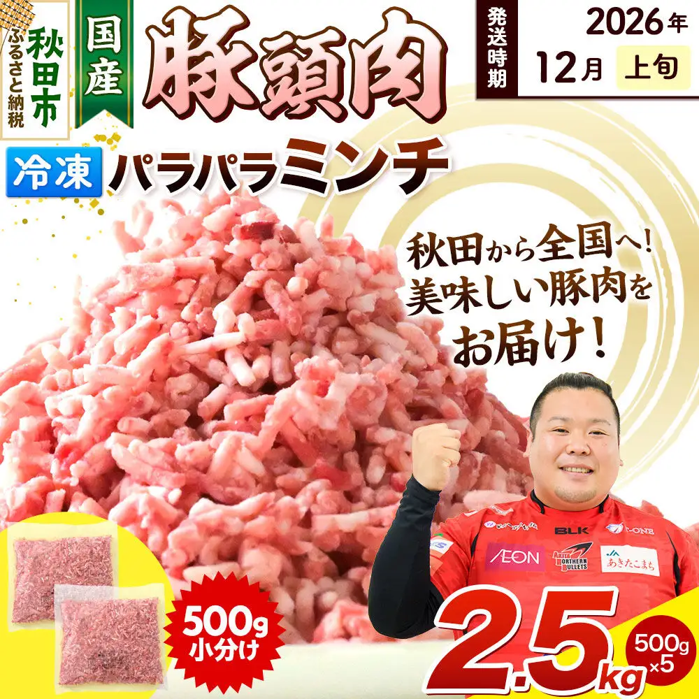 【2026年12月上旬発送】豚頭肉 ミンチ ひき肉 2.5kg（500g×5袋）豚肉 冷凍