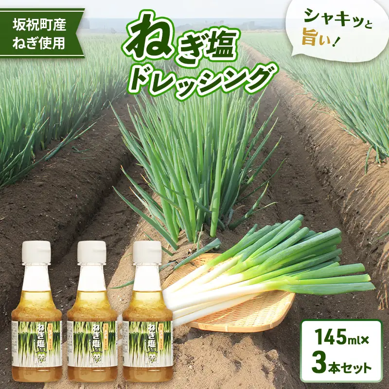 ねぎ塩ドレッシング（3本） ネギ 葱 サラダ タレ たれ 付けダレ 付けだれ ほぎもん 自宅用 手土産 贈り物 岐阜県 坂祝町 さかほぎ F6M-402