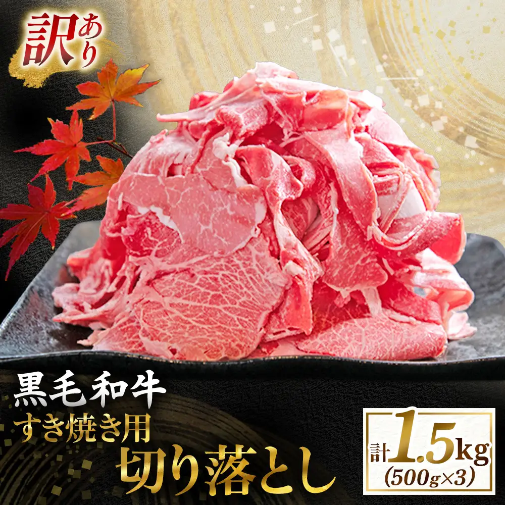 牛肉 【訳あり】宮崎県産黒毛和牛すき焼き用切り落とし 1.5kg 牛肉