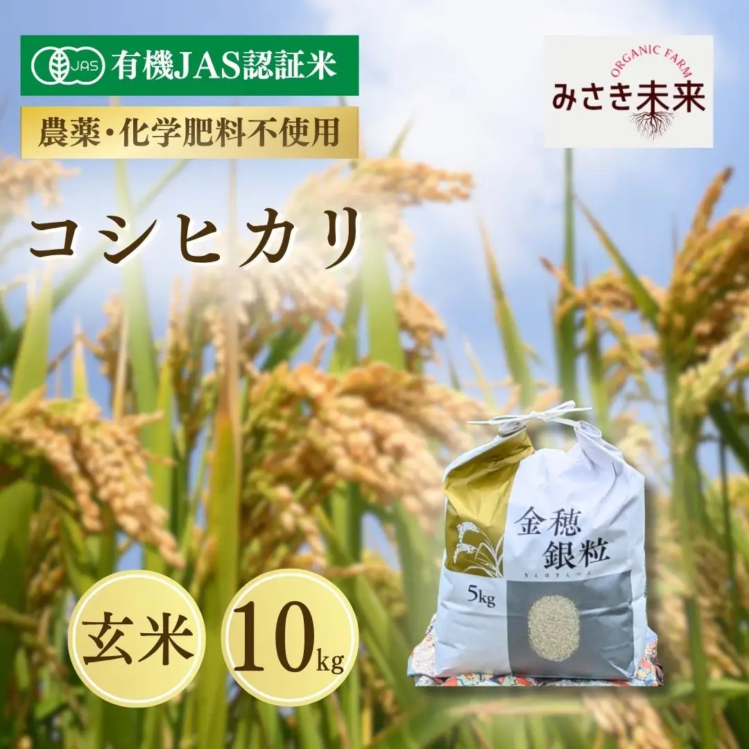 【先行予約】有機JAS米 コシヒカリ 玄米 10kg 令和8年産 | 有機米 南相馬 みさき未来 福島県産コシヒカリ 福島県産こしひかり