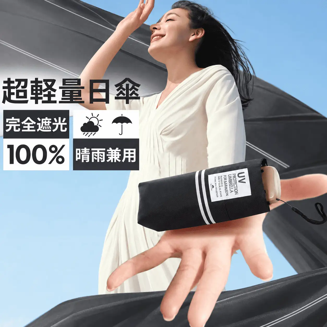 折りたたみ傘 ブラック　日傘 折りたたみ 完全遮光