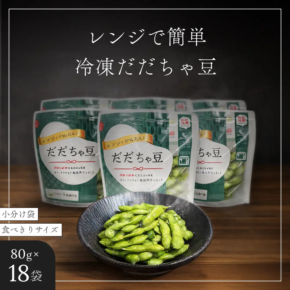 枝豆 冷凍だだちゃ豆 480g(80g×6袋)×3セット 合計1,440g 鶴岡産 さや付き だだちゃ喜左衛門株式会社