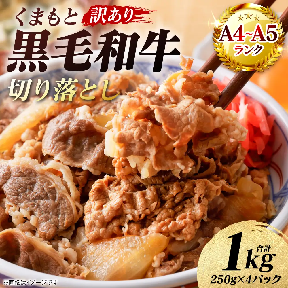 牛肉 【訳あり】 くまもと黒毛和牛 切り落とし 1kg （250g×4パック） A4～A5ランク 牛肉