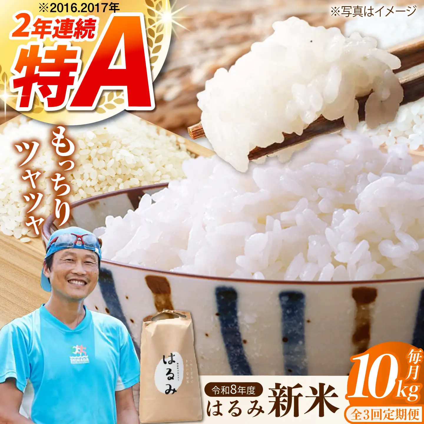 新米【全3回定期便】はるみ 10kg 令和8年産 米【遠藤ファーム】[BDAF006-4]
