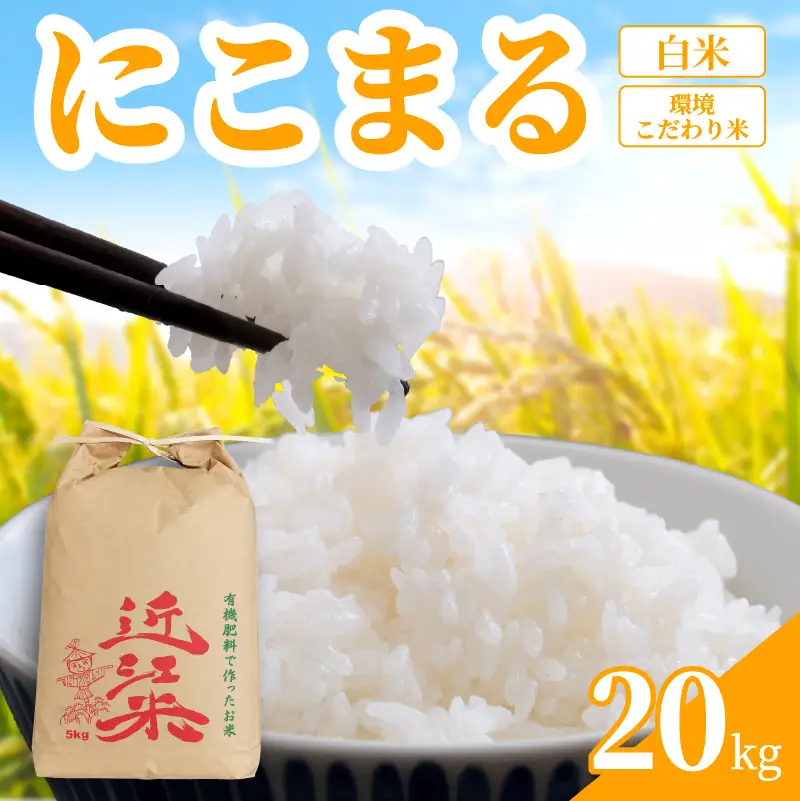【 新米予約 】 新米 令和8年産 にこまる 20kg 白米 米 R8 年産 2026年産 国産 農家直送 環境こだわり お試し用 単品 小分け 単品 お米 こめ おこめ ライス コメ 精米 おいしい 産地直送 人気 おすすめ 20キロ kome okome 2026年産 送料無料 滋賀県 日野町 育農舎 [IN032_R8]