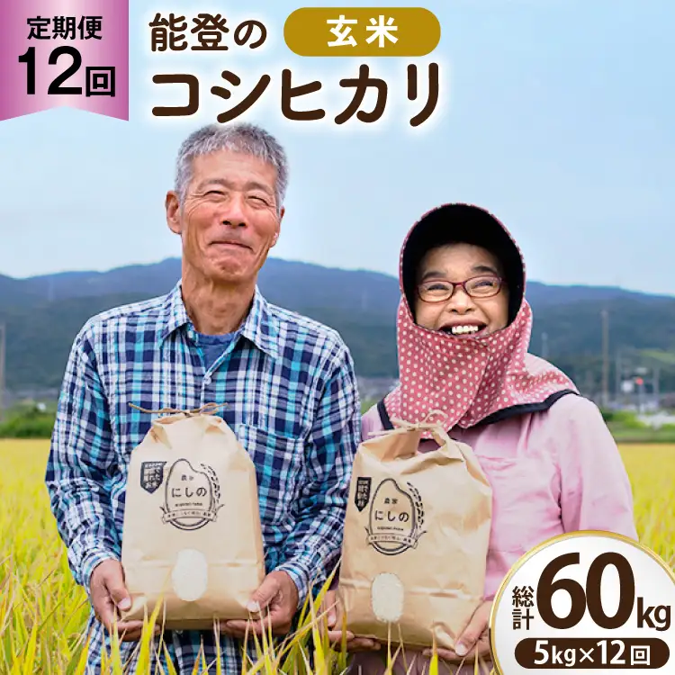 コシヒカリ 玄米 5kg 12回 定期便