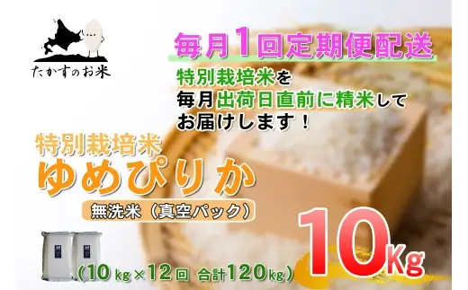 【 12回定期便 】 ゆめぴりか （ 無洗米 ） 真空パック 約10kg （ 約5kg × 2袋 ） 米 ブランド米 ごはん 鷹栖町産 国産 定期便 定期配送 【 2026年10月上旬発送開始予定 】
