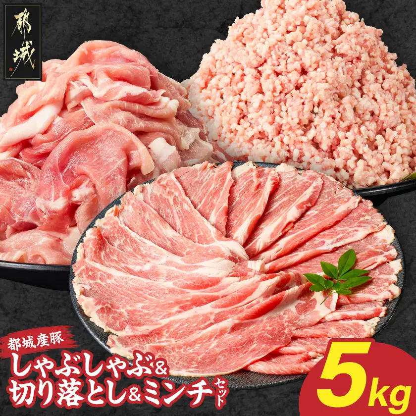 都城産豚しゃぶしゃぶ&切り落とし&ミンチセット5kg〔25-020-5kg〕_(都城市)